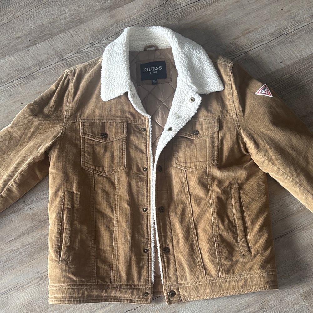 GUESS Men's Brown Sherpa Collar Jacket